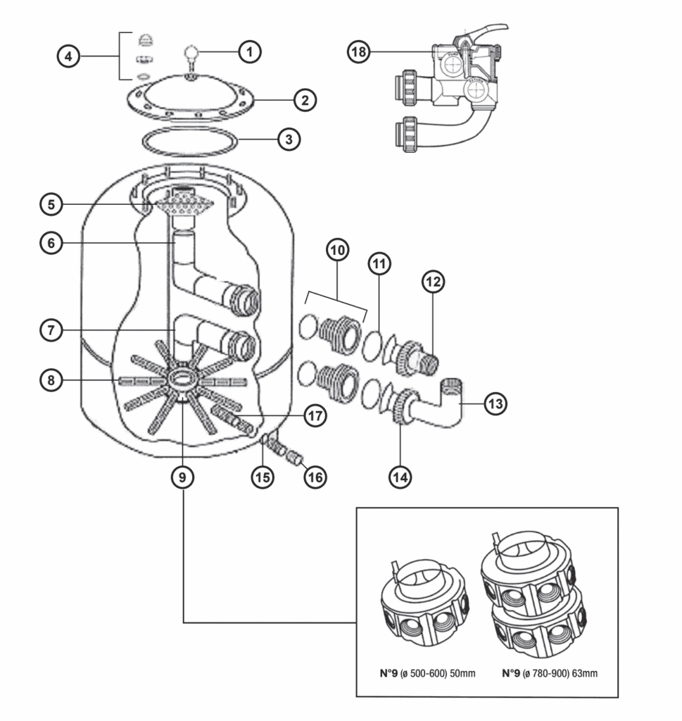 Hayward Valve side 1"1/2 for sand filter polyester FG-series - NCX07020 - 3