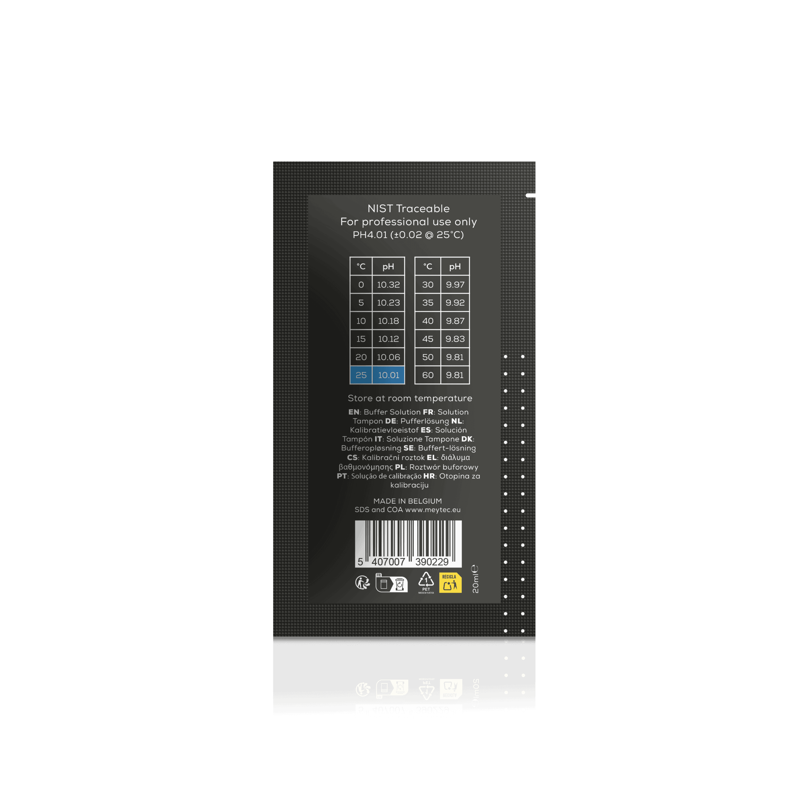 Meytec buffer solution - pH 10.01 - sachet 20 ml