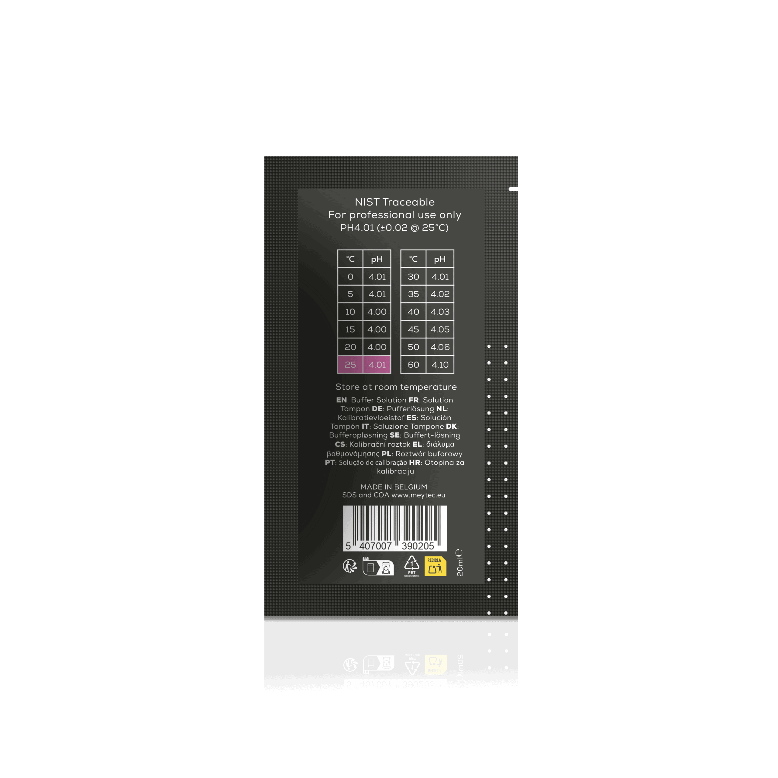 Meytec buffer solution - pH 4.0 - sachet 20 ml