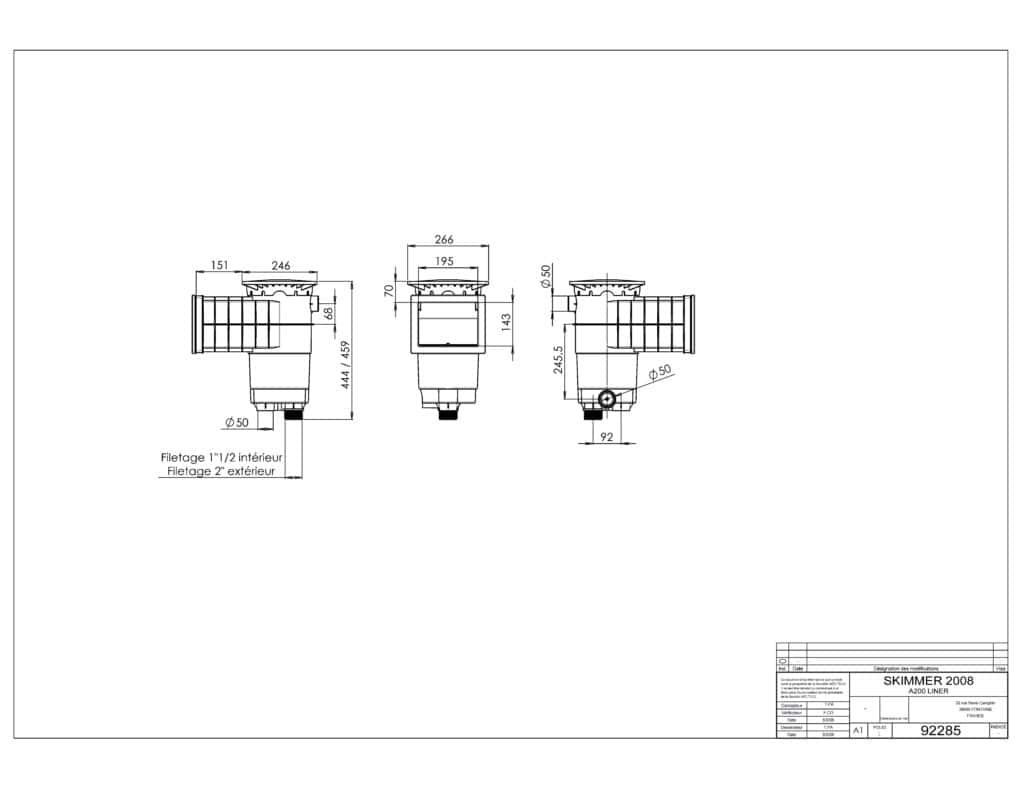 Weltico skimmer A200 Design Grey for concrete, liner and shell pools - 2