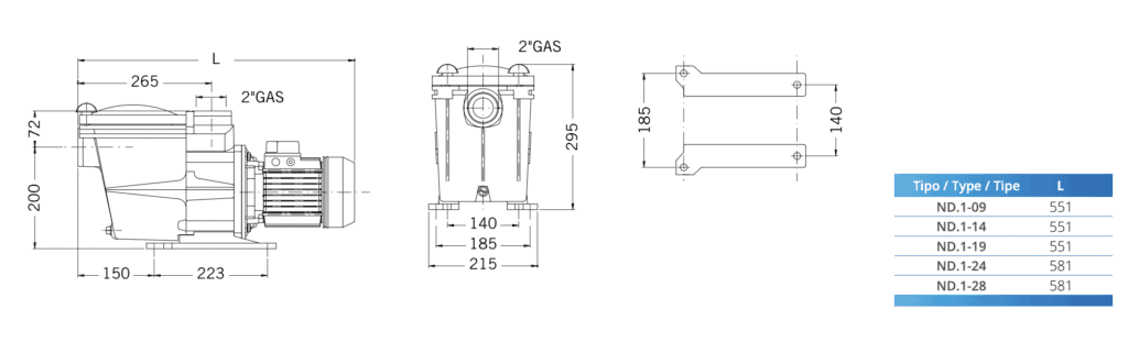 PSH Pool Pump ND.1-28M 2HP 230V - 2