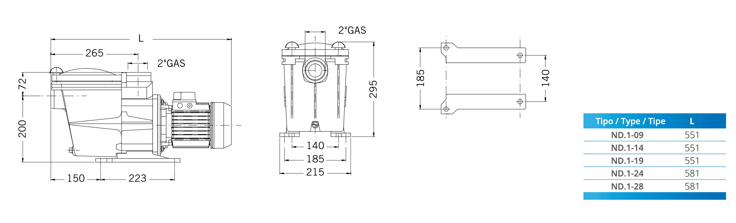 PSH Pool Pump ND.1-28M 2HP 230V - 2