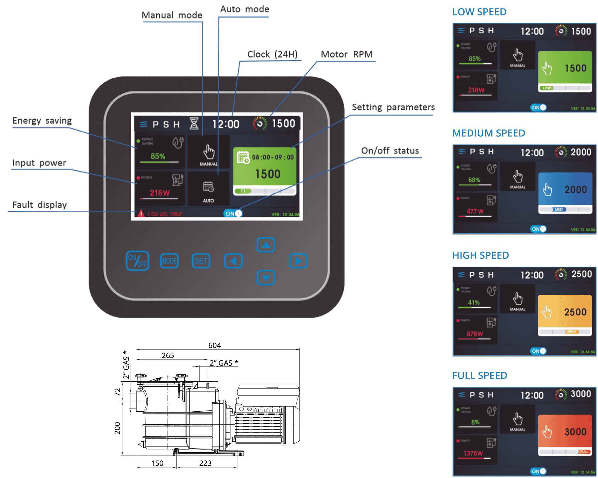 PSH variable speed pool pump ND.2-VS 1,5HP 230V - 2