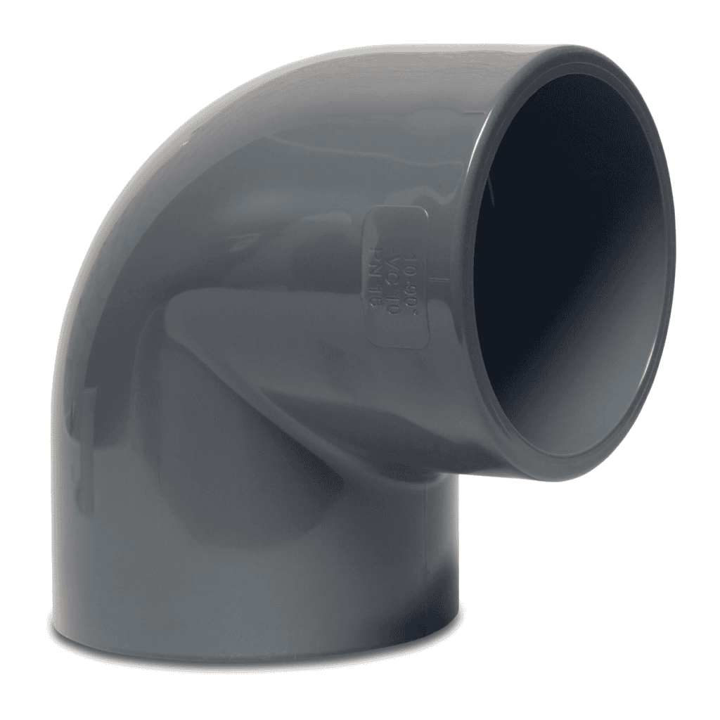 Profec - Codo de 90° de PVC-U, 200 mm, conexión por encolado, 10 bar, gris - 0110118 - 1