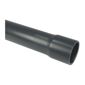 Tuyau sous pression en PVC-U 160 mm × 6,2 mm PN10, raccord à coller × lisse, gris, 5 m - 0309094