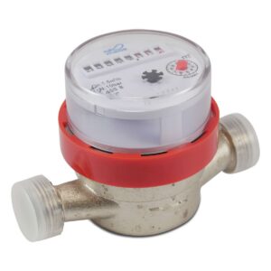 Profec Water meter brass nickel plated 3/4" male thread 10bar 0,1A 1.5m³/h 24V CE/MID type single jet — main
