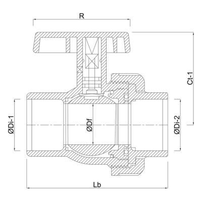 VDL Ball Valve PVC-U 16 mm Glue Socket 16 bar DN10 Grey Type EIL - 2