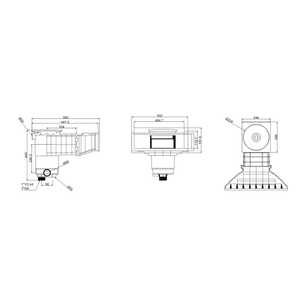 Weltico - Weltico Skimmer Abs 1 1/2" X 2" Female Thread Anthracite Type A500 Design - 2