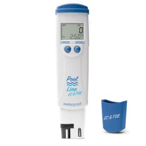 Tester de bolso à prova de água da gama Pool Line da Hanna Instruments para EC (sal) e temperatura (HI983124)