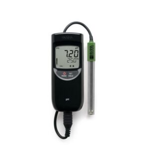 Aparat portabil rezistent la apă pentru măsurarea pH-ului și a temperaturii de la Hanna Instruments, cu electrod de pH din oțel inoxidabil HI12963 (HI991001)