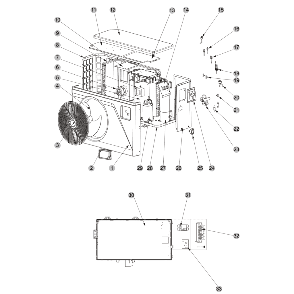 Hydro Pro Heat Pump Type PX30/32 exploded view & spare parts - 1