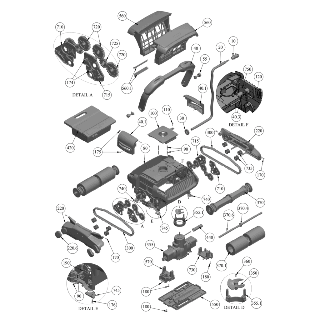 Norsup Robot Pool Cleaner, Type Cyclone X4 exploded view & spare parts - 1